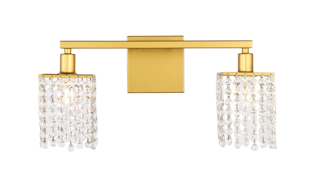 Phineas 2-Light Wall Sconce in Brass & Clear Crystals with Clear Royal Cut Crystal