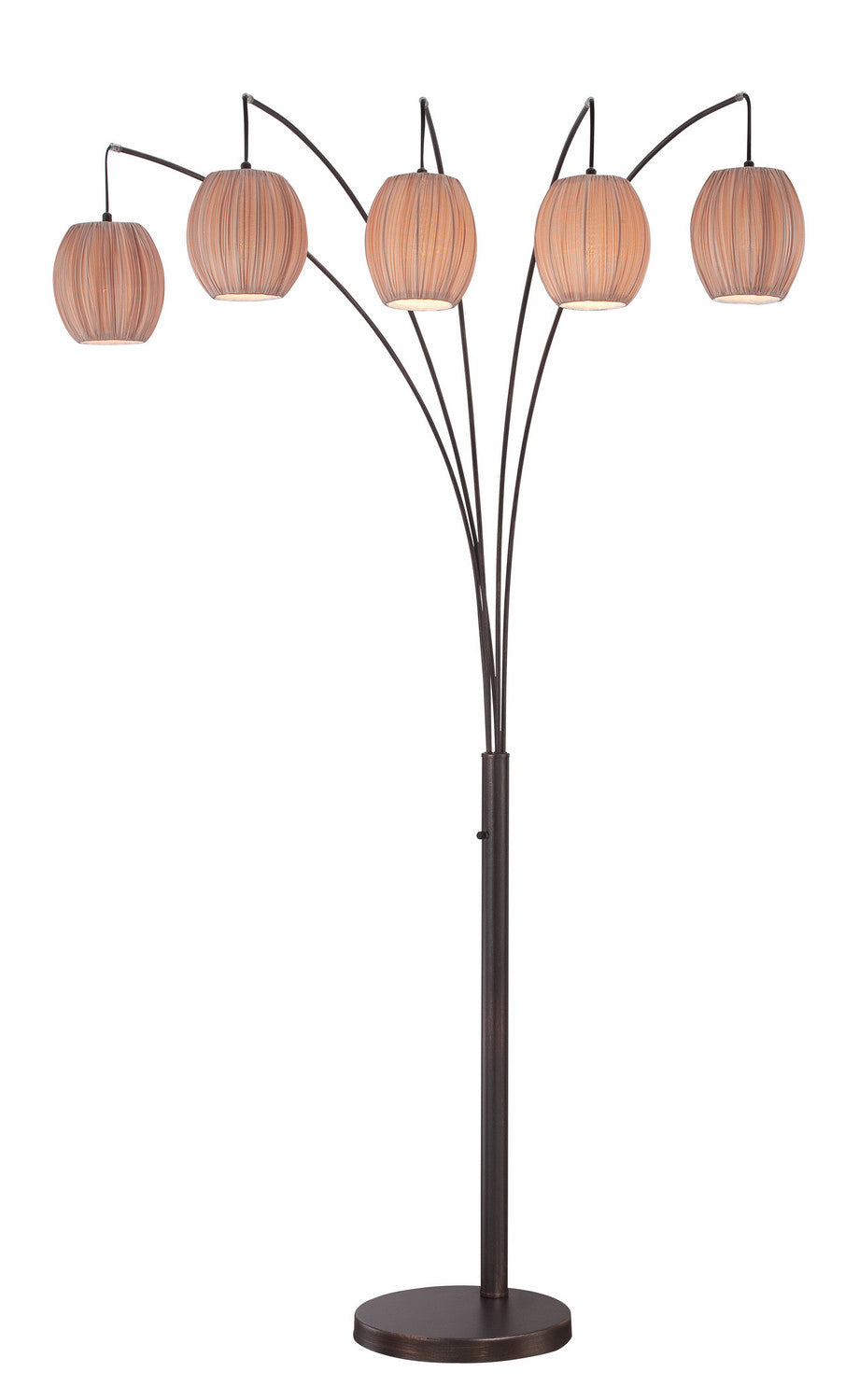 Kaden 5-Light Arch Lamp in Copper Bronze-Light Brown Shade, E27 A 60Wx5