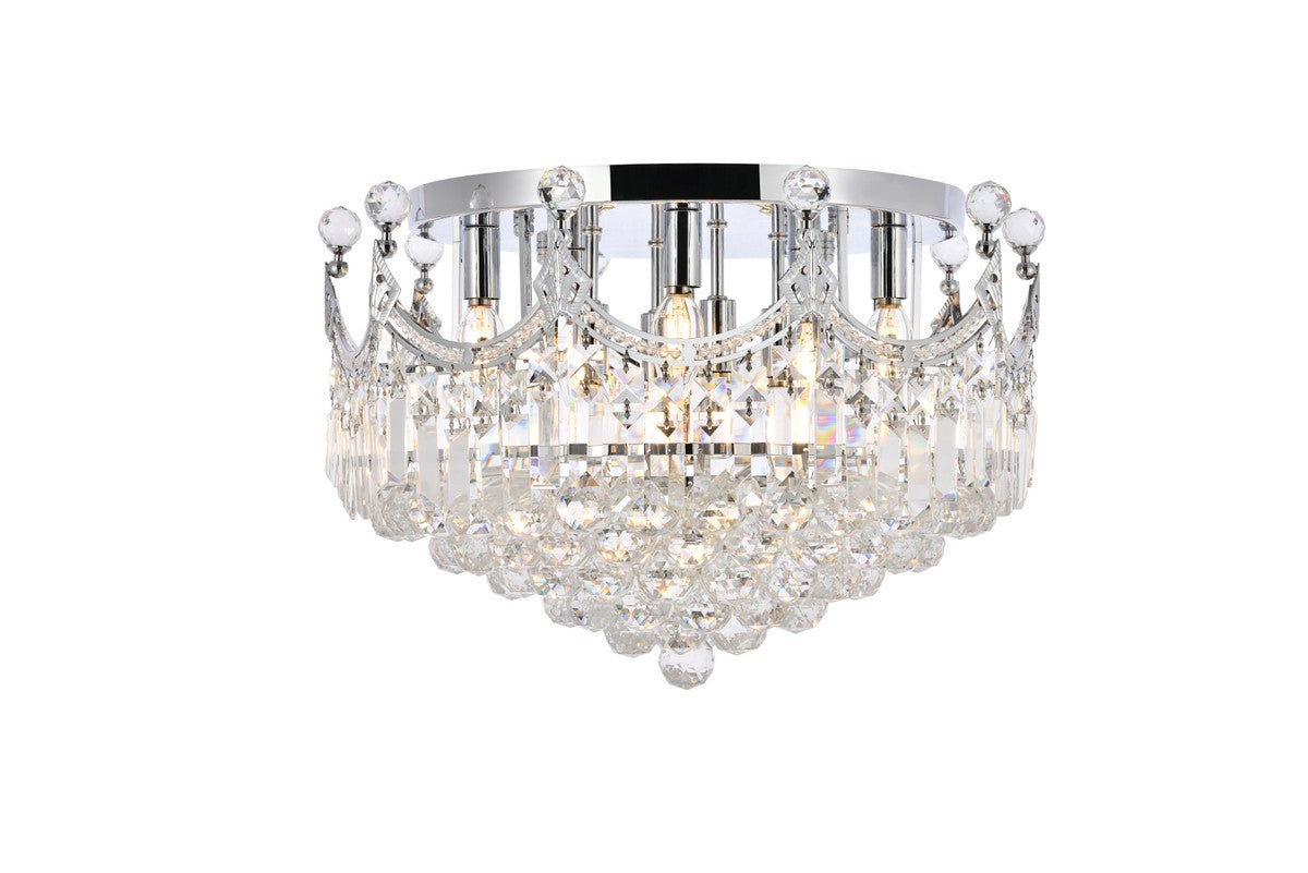Corona 9-Light Flush Mount in Chrome with Clear Royal Cut Crystal