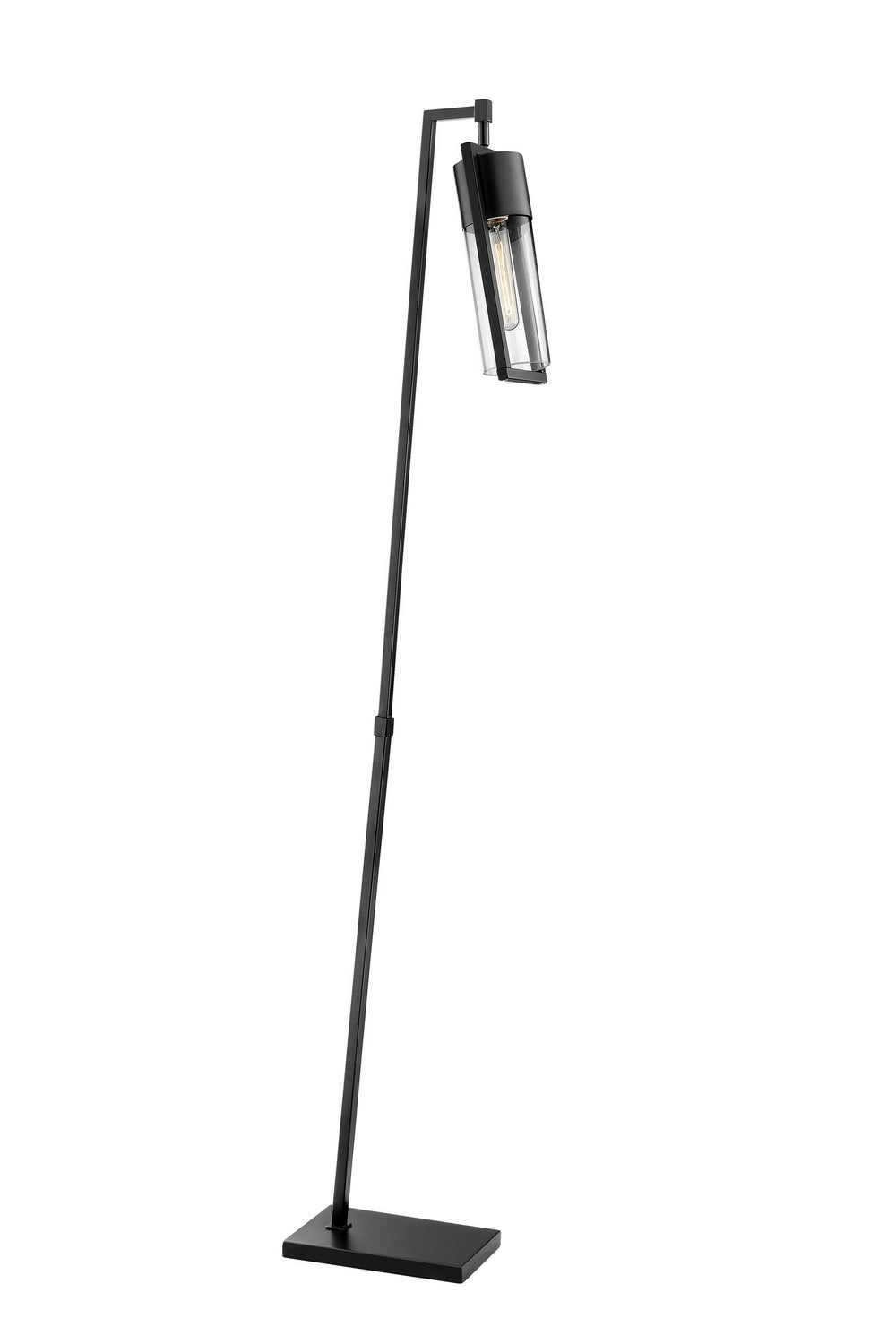 Norman Floor Lamp in Black with Clear Glass Shade, E27 Vintage Bulb T10 60W
